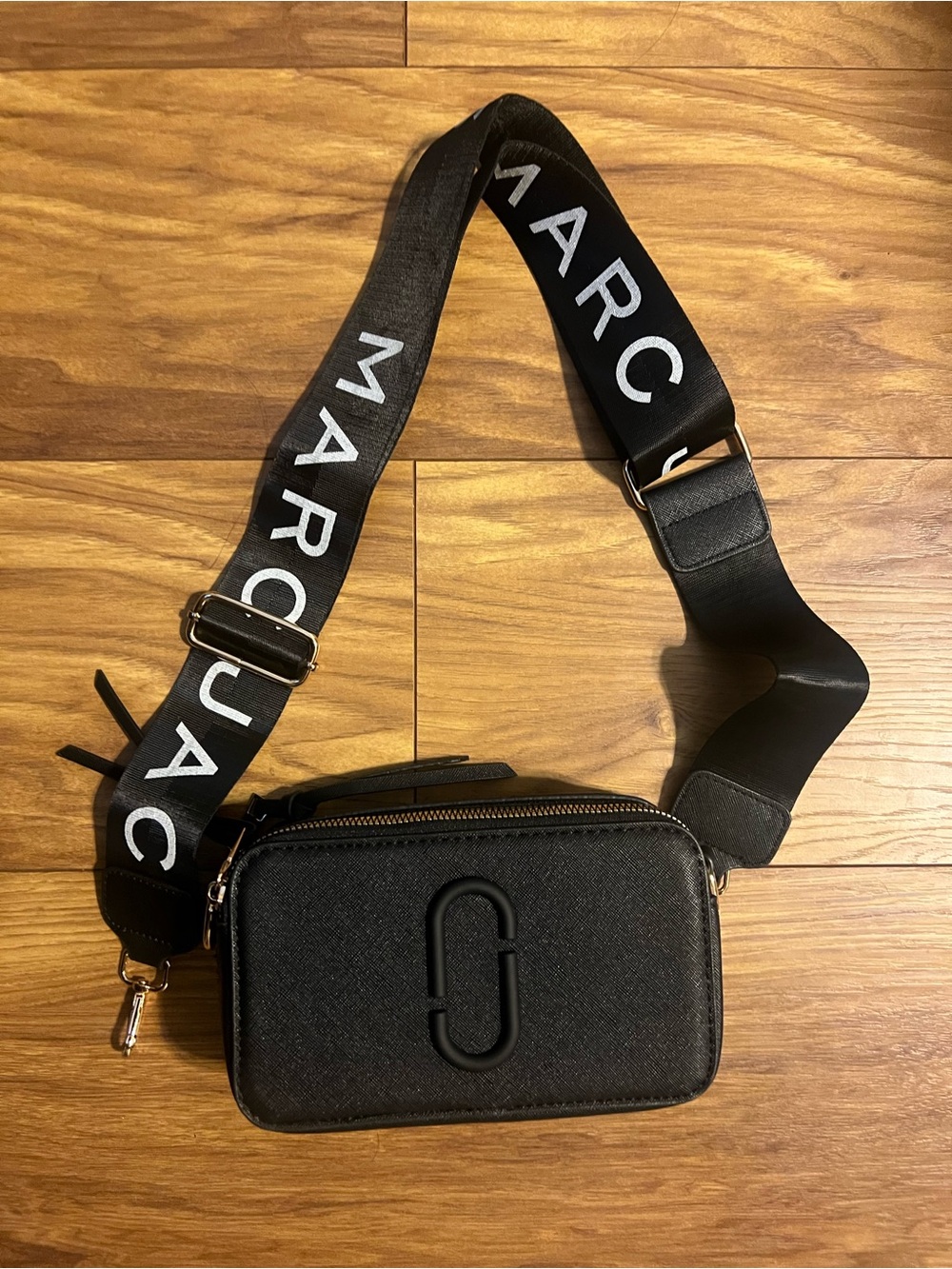 Marc Jacobs Black Logo Strap Belt Bag with Gold Hardware